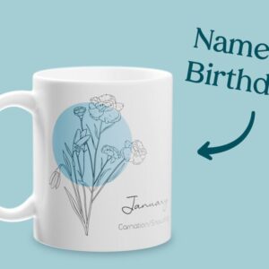 Krus med Månedsblomst & Egen Tekst