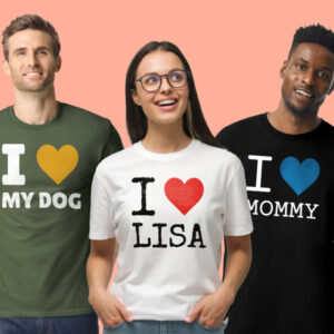 T-shirt med Tekst - I Love