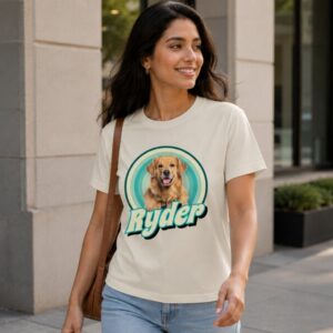 Premium T-shirt med foto - Retrodesign kæledyr